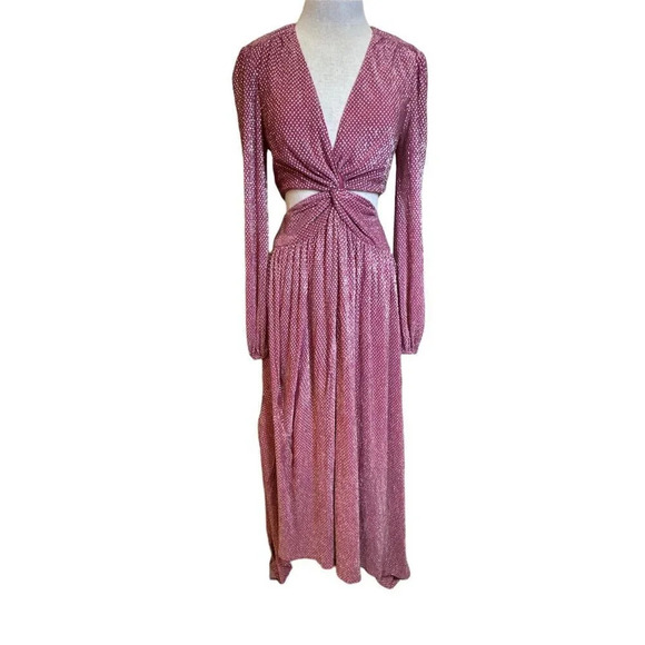 Ramy Brook Lebron Metallic Cutout Gown in Pink Womens Long dress Maxi - Picture 6 of 16